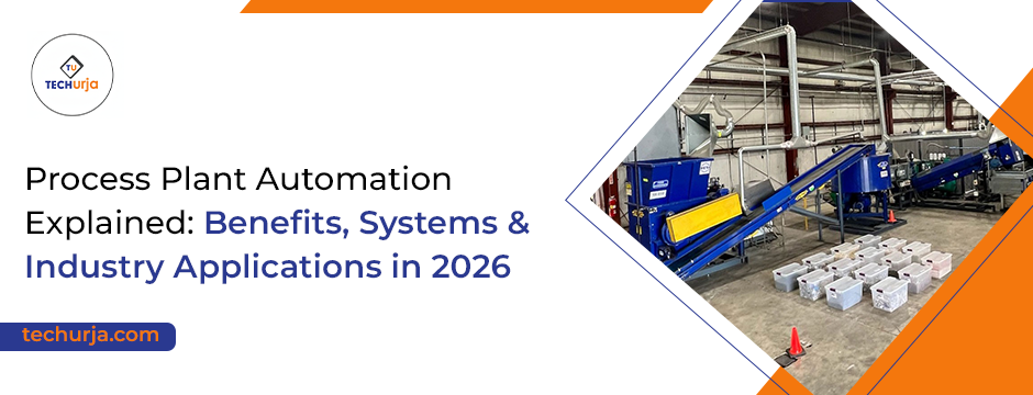 Process plant automation setup with integrated control panels and industrial machinery in a modern facility